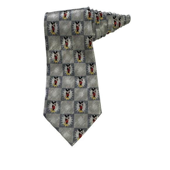 Disney Shy Mickey Mouse Pattern Cartoon Novelty Grey Necktie - Picture 1 of 8